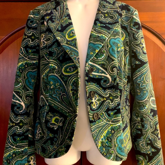 Talbots Jackets & Blazers - TALBOTS Women’s Paisley Multi-Color Velvet Blazer. Stretch Size 12 Amazing Cond!
